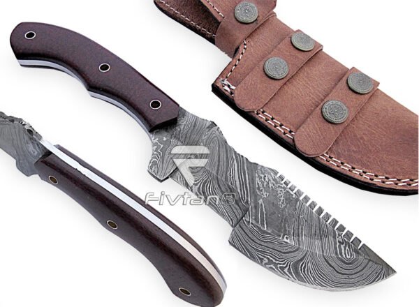 Mystic Tracker knife with wood handle Bushcraft Usa