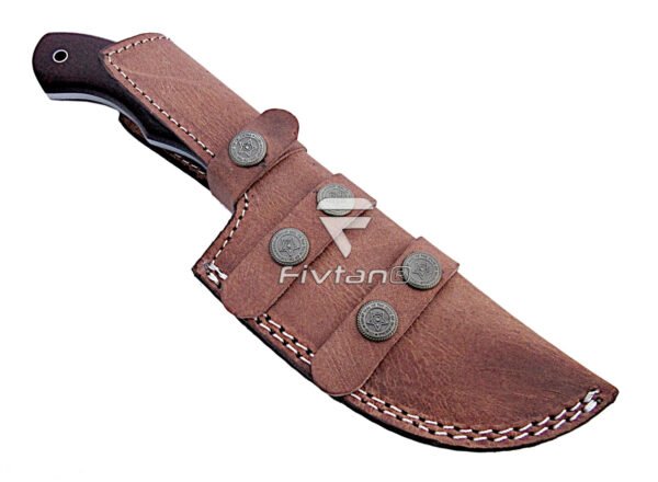 Mystic Tracker knife with wood handle Damascus Steel Knife