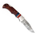 Hunar Edc tactical knife with Damascus Steel Blade, Rose wood Handle and leather Sheath