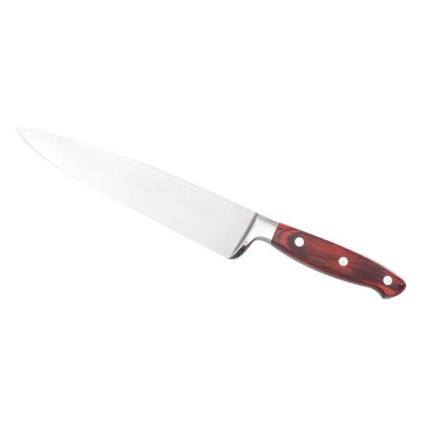 Chef knife with wooden handle