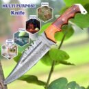 Bowie Knife with Damamscus Steel Blade and olive wood handle