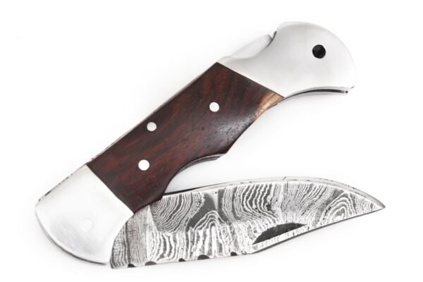 Handmade Folding Knife with Wooden Handle and Steel